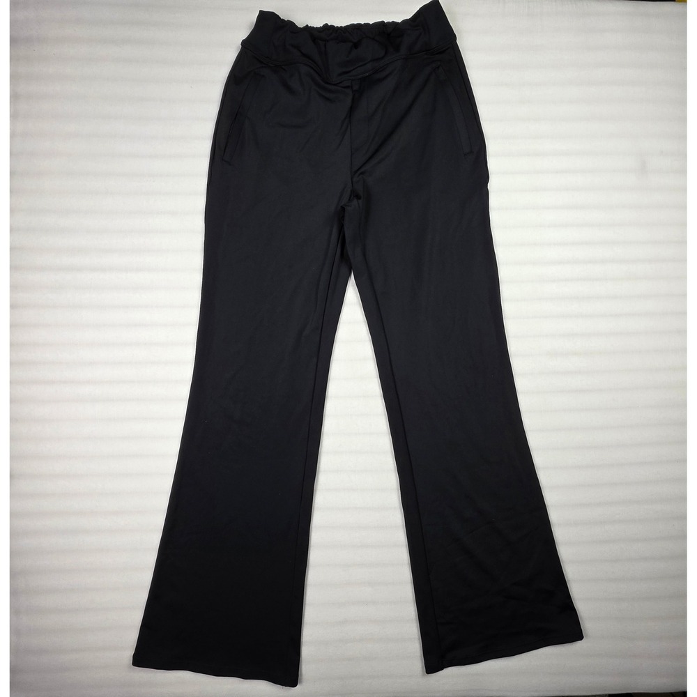 Halara Black Flare Leg Yoga Pants Medium Tall Wide Leg Pockets Activewear